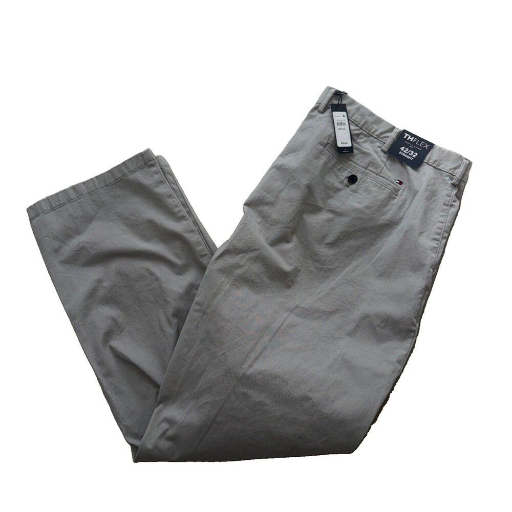 Tommy Hilfiger Chino Pants Men’s 42x32 Gray Straight Fit Stretch NWT $79.50